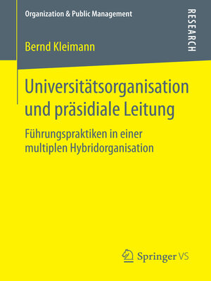 cover image of Universitätsorganisation und präsidiale Leitung